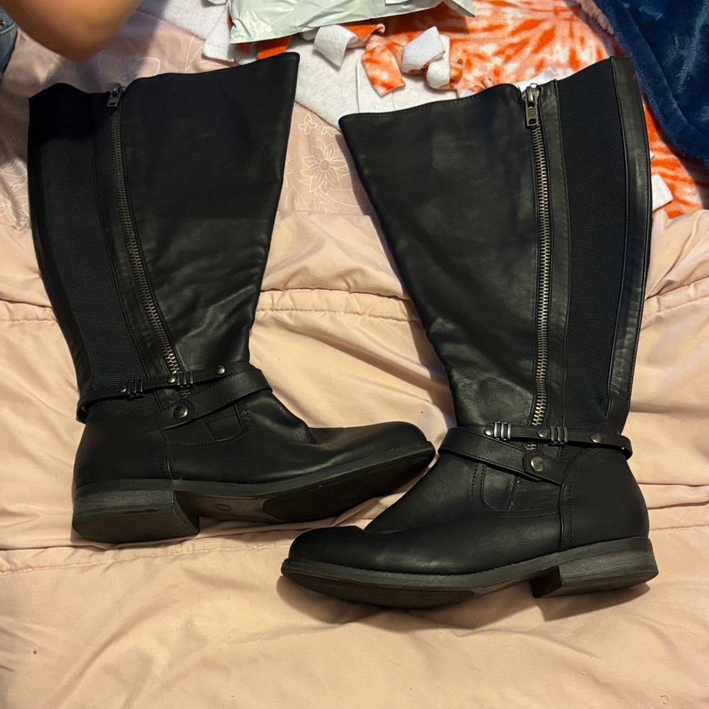 Lane Bryant Black Knee Boots Size 10 Plus Size Women’s Riding Boot Tall